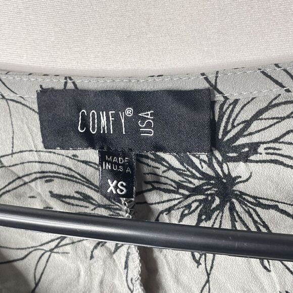 Comfy USA Floral Tunic Top XS Textured Knit Oversized Minimalist Lagenlook Artsy - Picture 3 of 7